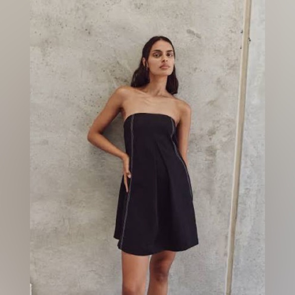 DISSH SIMONA BLACK LINEN MINI DRESS NWOT